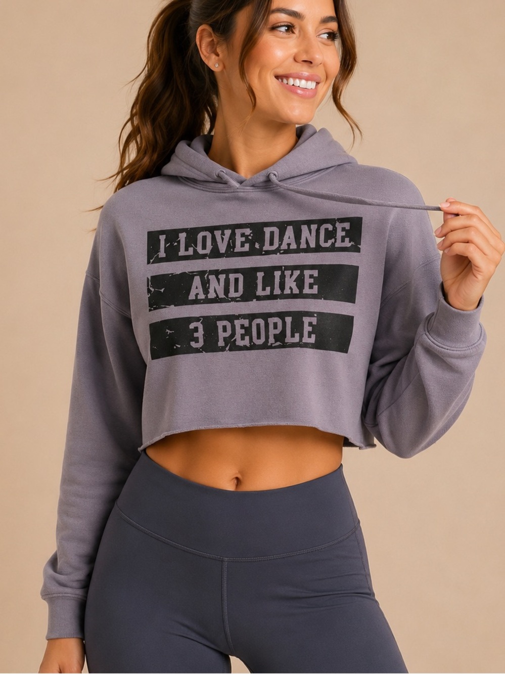 Bella Canvas Gray Cropped Hoodie with Black Graphic